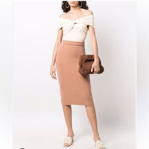 Nanushka BEIGE KNIT WOOL-BLEND SKIRT NWT XS